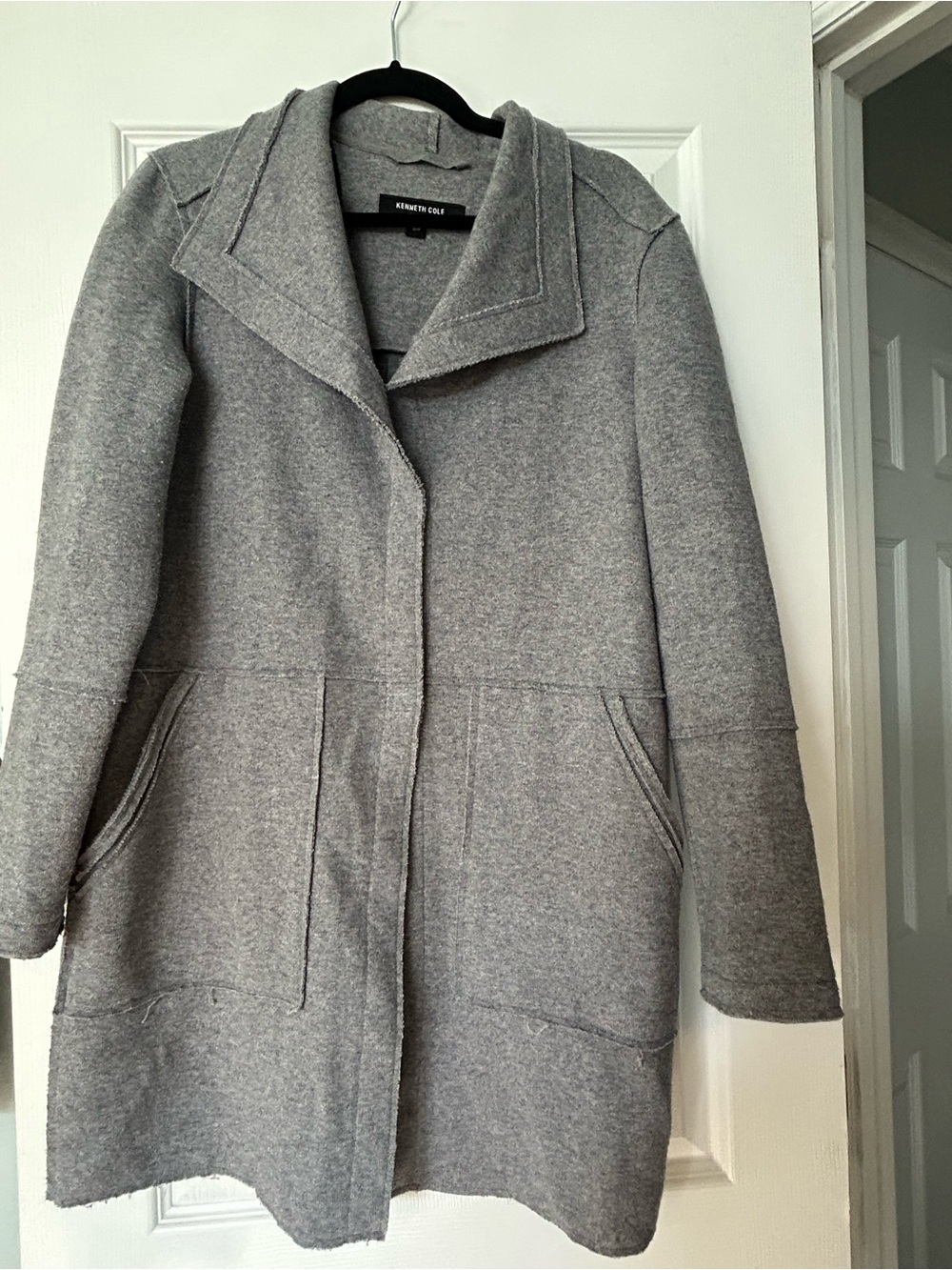 Kenneth Cole Gray Wool-Blend Pea Coat